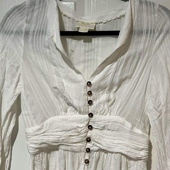 Maeve By Anthropologie White Button Down Blouse Size 0 - Picture 10 of 12